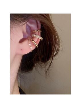 Non Piercing 3 Pieces Cuff Earrings Fashion Style Inlaid Diamond Cubic Zirconia